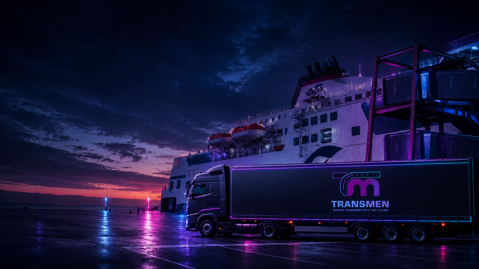 Truck in motion at a European freight terminal