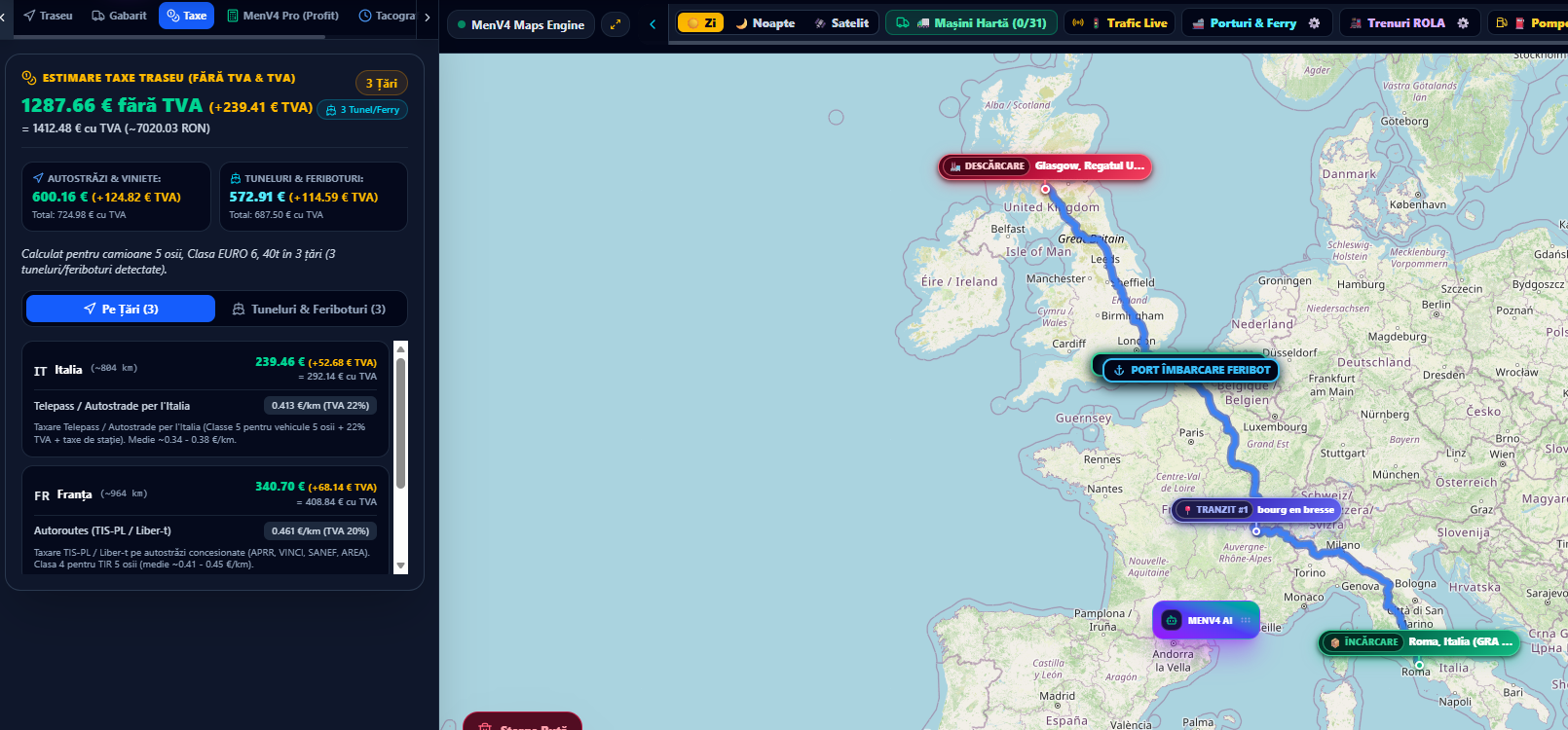NaviQ toll and ferry estimates